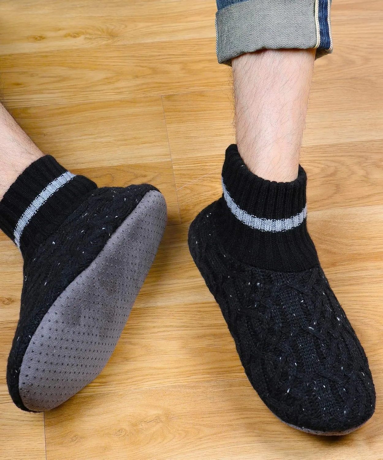 DICUIRD Men's Slippers Socks Autumn Winter Indoor Non-Skid House Slippers