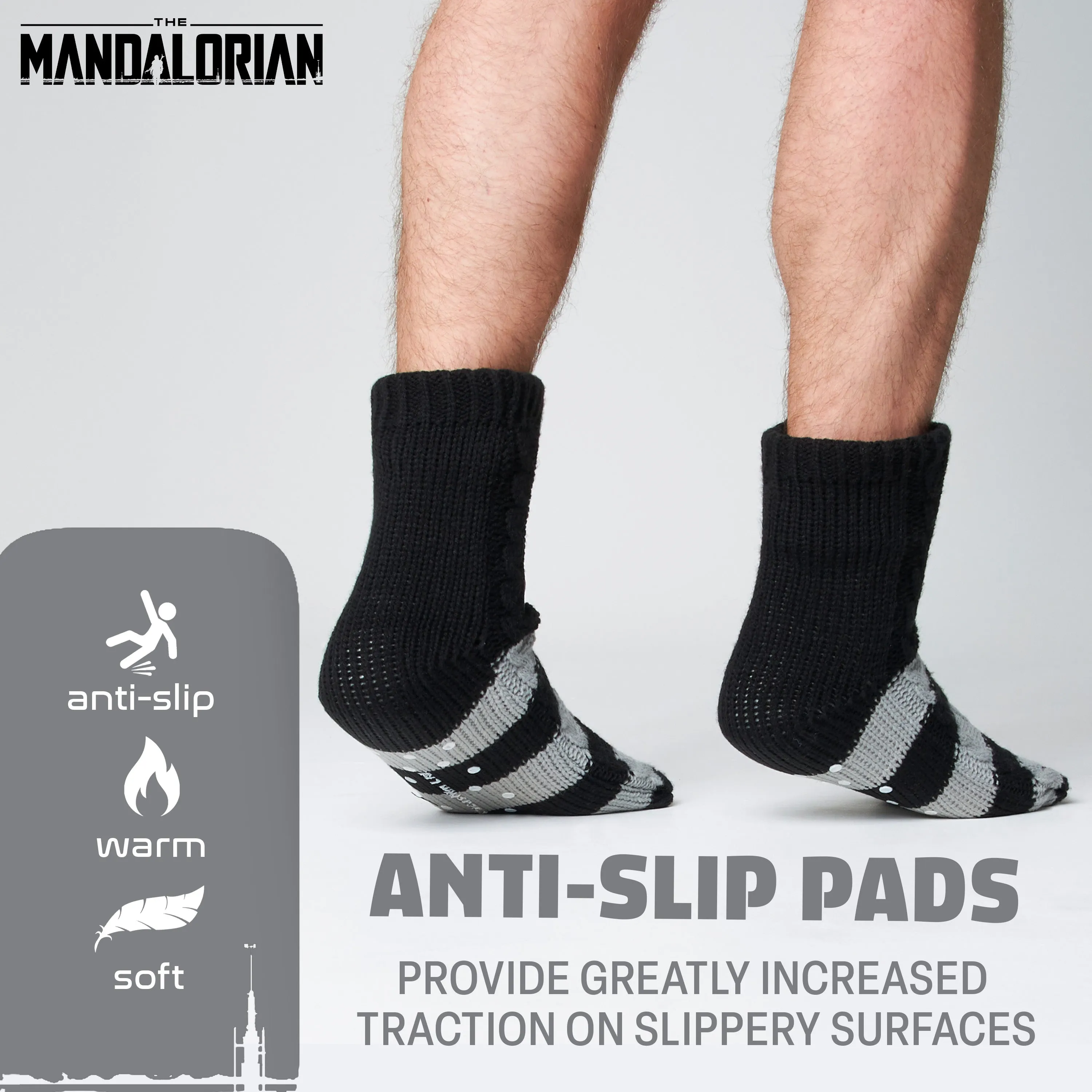 Disney The Mandalorian Fluffy Socks, Baby Yoda Mens Slipper Socks, Warm Knitted Socks