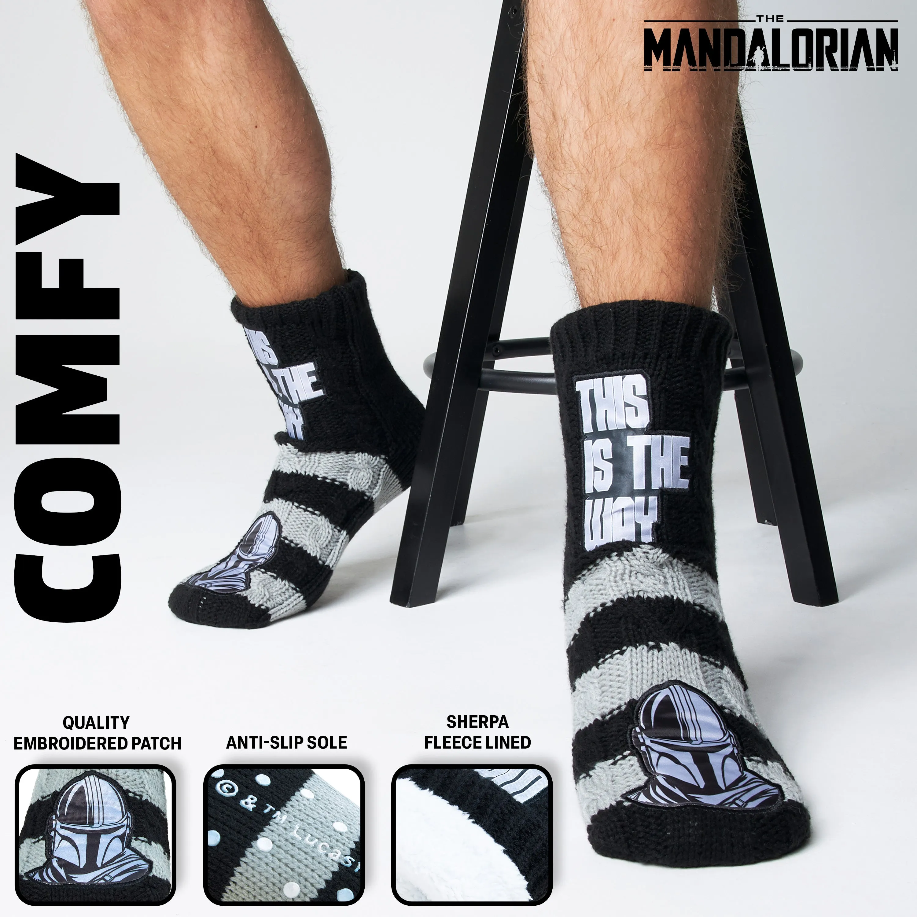 Disney The Mandalorian Fluffy Socks, Baby Yoda Mens Slipper Socks, Warm Knitted Socks