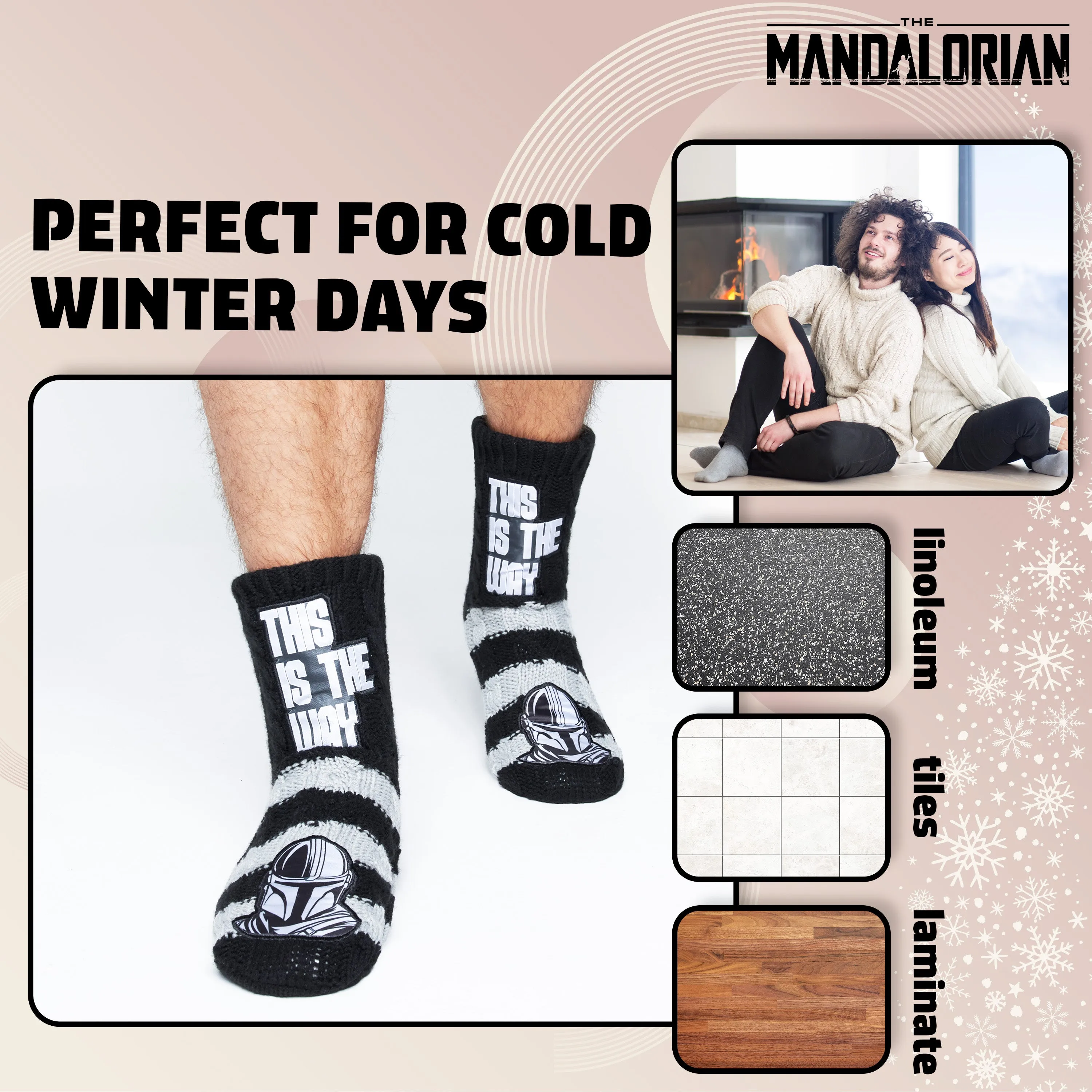 Disney The Mandalorian Fluffy Socks, Baby Yoda Mens Slipper Socks, Warm Knitted Socks