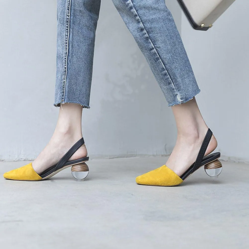 Divanne Pumps for Women, Clear Heel Sandals Square Toe Slingback Pumps Slip On Mule Sandals