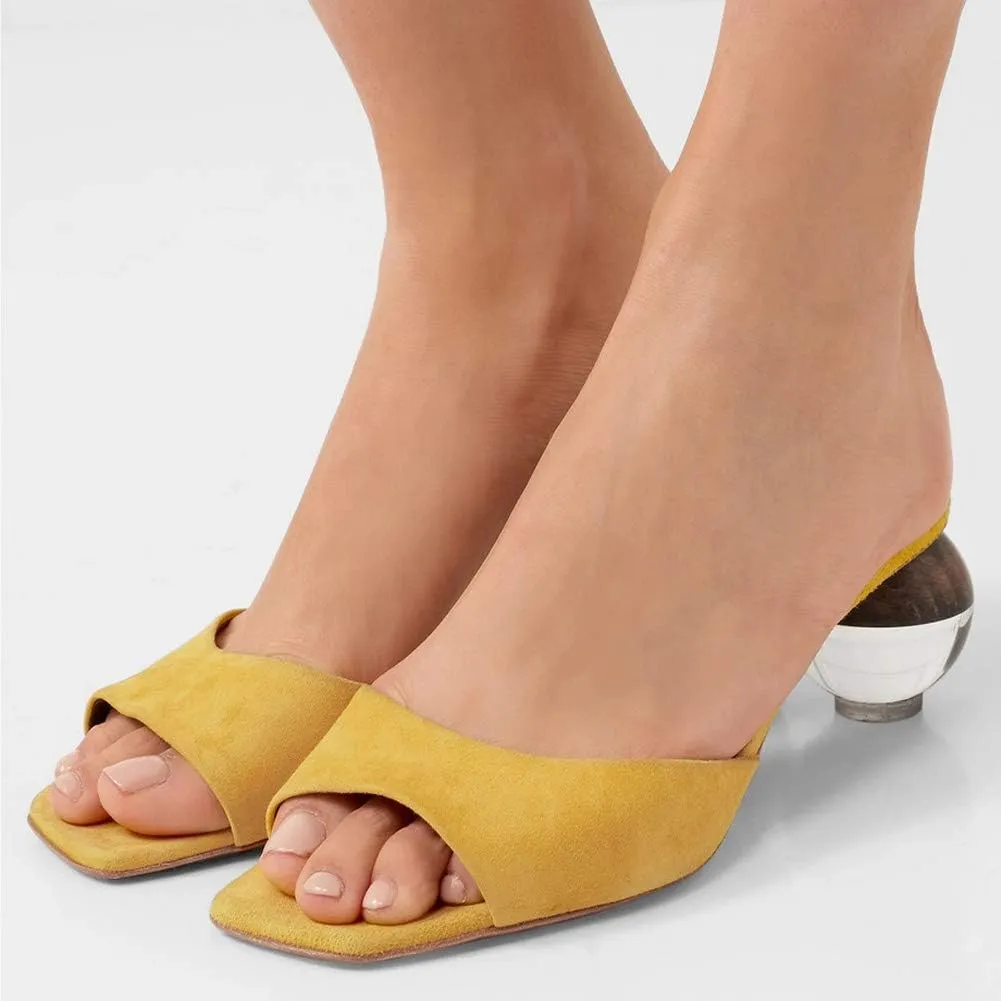 Divanne Pumps for Women, Clear Heel Sandals Square Toe Slingback Pumps Slip On Mule Sandals