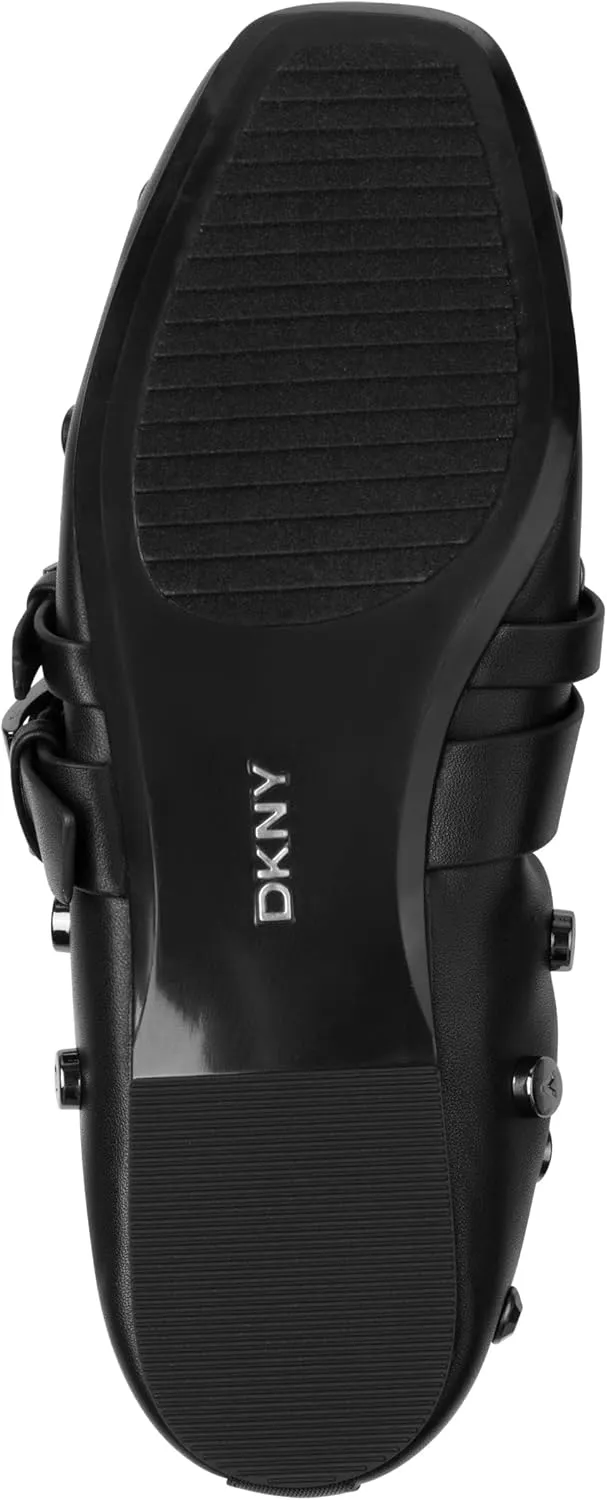 DKNY Women's Davey Studded Ballet Flat with Belt Detail Mule