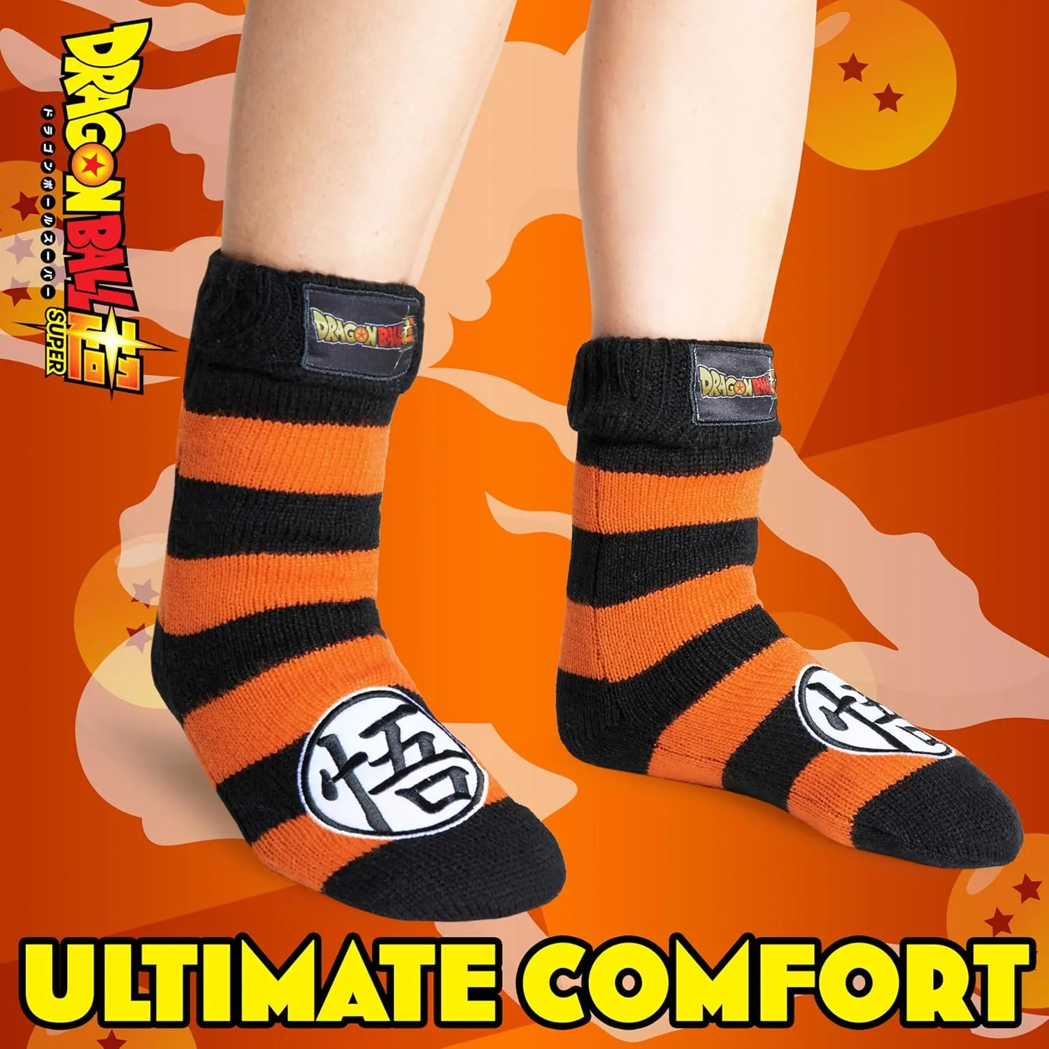 Dragon Ball Z Fluffy Socks for Boys Teenagers Warm Slipper Socks with Sherpa Lining One Size 4-8 Anime Gifts for Boys