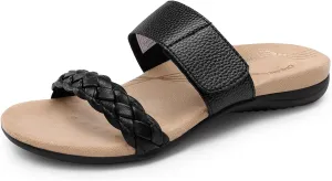 DREAM PAIRS Women's Arch Support Slides Flat Sandals Soft Cushion Slippers With Adjustable Straps