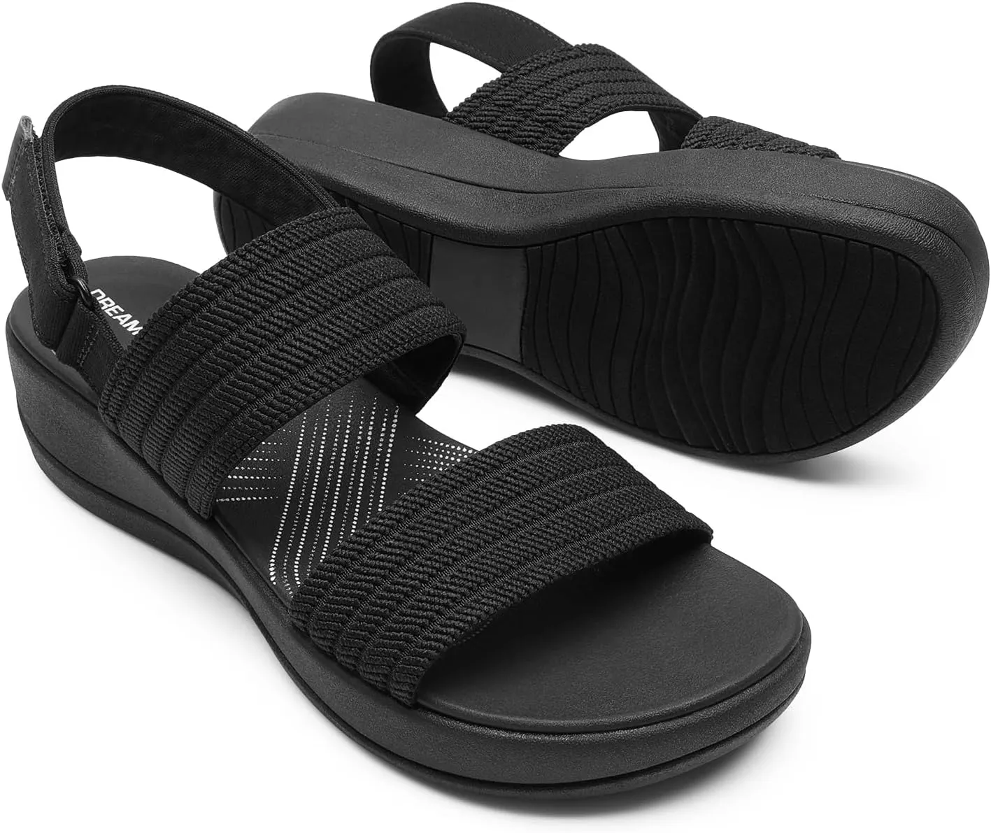 DREAM PAIRS Women's Walking Sandals Lightweight Soft Footbed Low Wedge Comfort Indoor Outdoor Flat Sandals