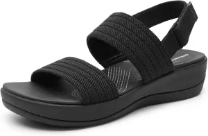 DREAM PAIRS Women's Walking Sandals Lightweight Soft Footbed Low Wedge Comfort Indoor Outdoor Flat Sandals