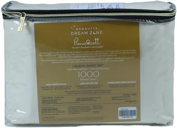 Dream Zone 1000 Thread Count PimaCott Queen Sheet Set in Ivory (Ivory,Queen)