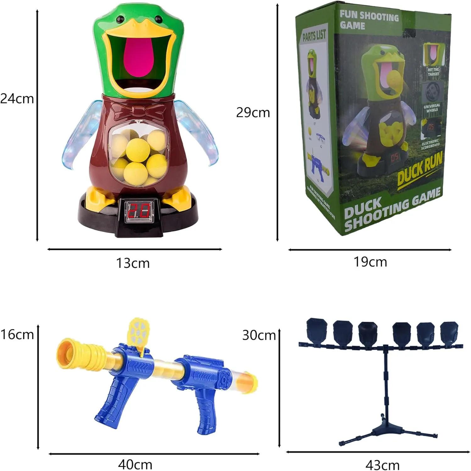 Duck Shooting Toys for Kids 3-5 Years, air Pump Foam Injector,2 Packs of Toy Foam Blasters with Movable Target, Interactive Competition Game Gift for Boys and Girls Ages 6 7 8 9  Years Old