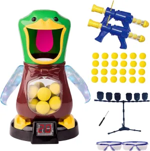 Duck Shooting Toys for Kids 3-5 Years, air Pump Foam Injector,2 Packs of Toy Foam Blasters with Movable Target, Interactive Competition Game Gift for Boys and Girls Ages 6 7 8 9  Years Old