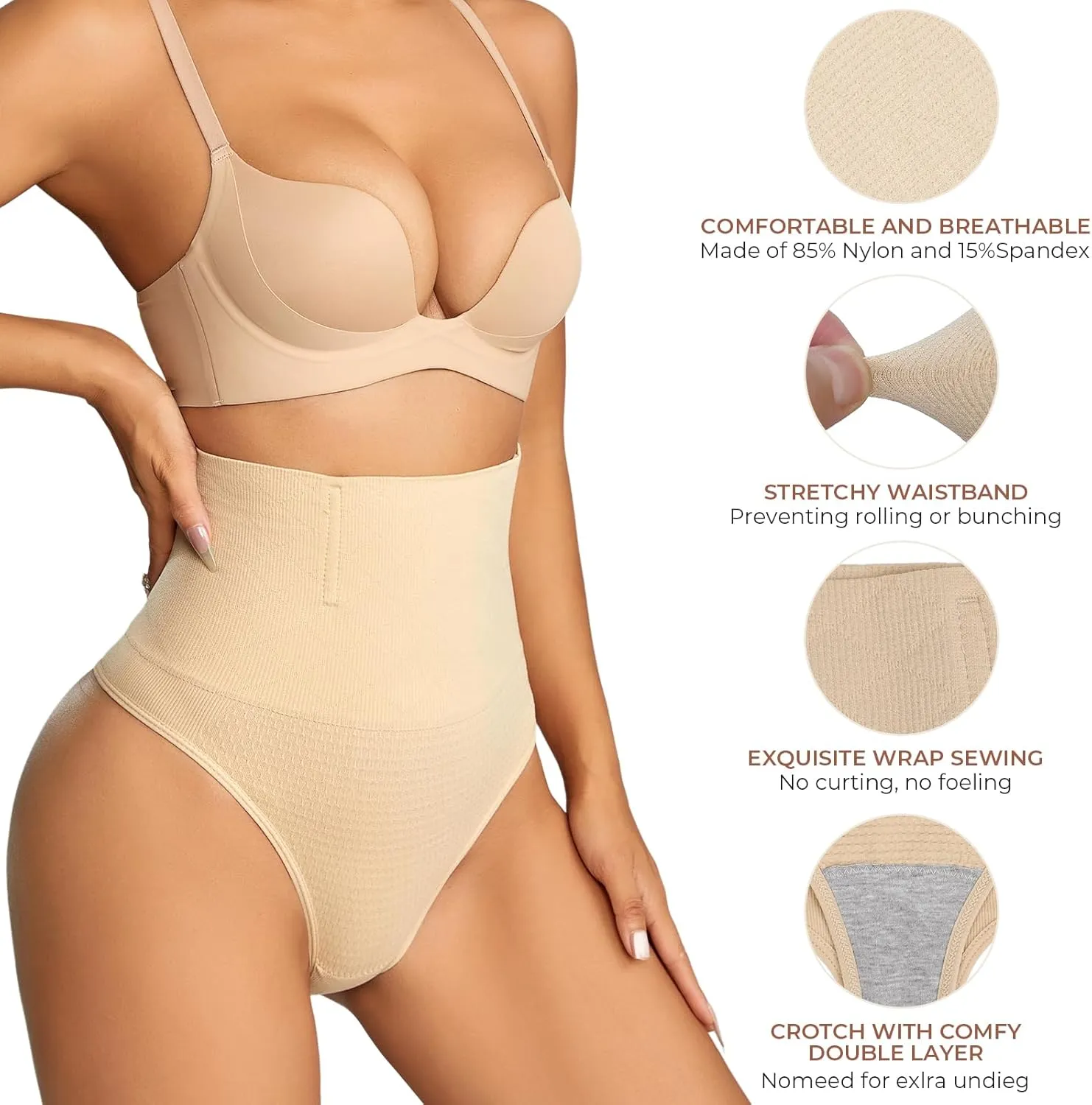 Dulchany Thong Shapewear Tummy Control Underwear for Women Seamless Body Shaper Panties