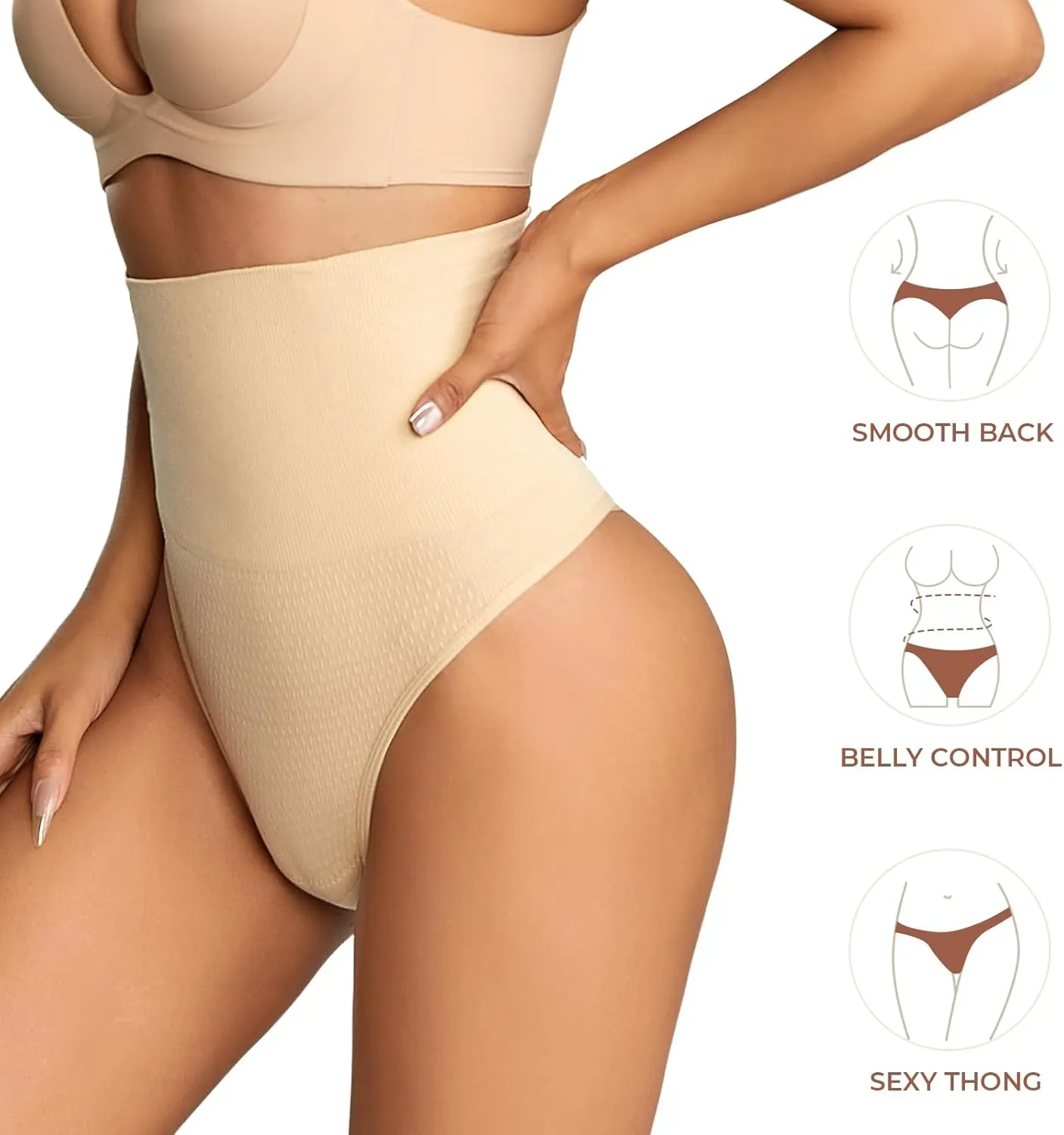 Dulchany Thong Shapewear Tummy Control Underwear for Women Seamless Body Shaper Panties