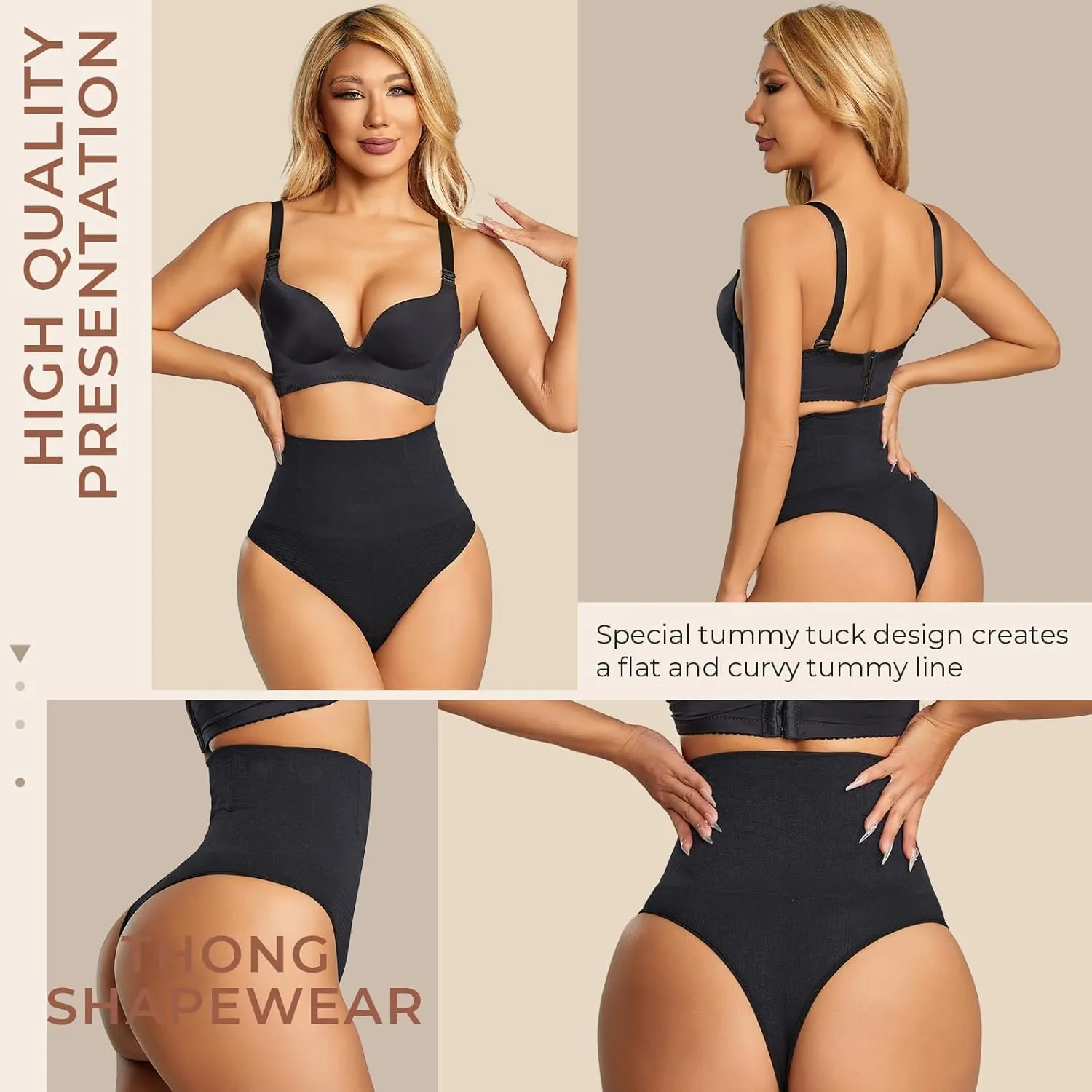 Dulchany Thong Shapewear Tummy Control Underwear for Women Seamless Body Shaper Panties