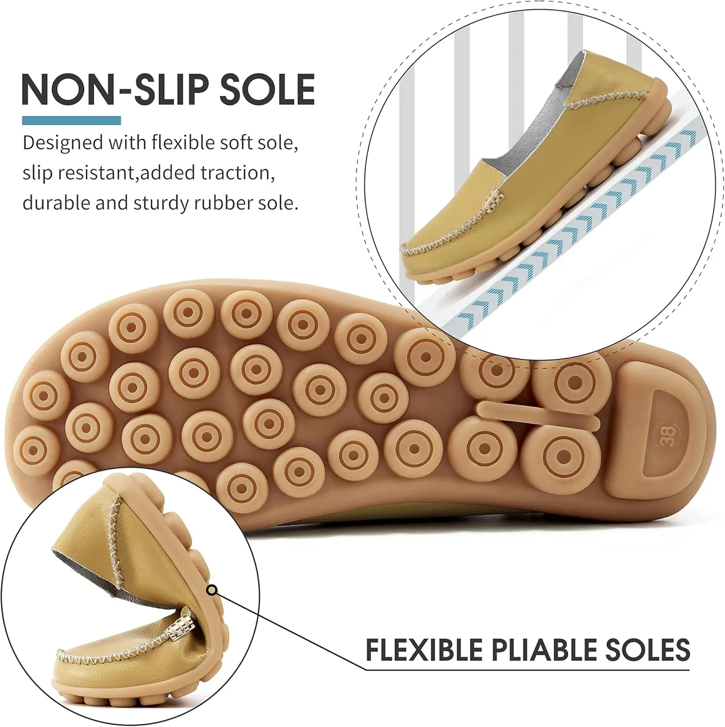 DUOYANGJIASHA Women's Comfortable Loafers Casual Round Toe Moccasins Wild Driving Flats Soft Walking Shoes Women Slip On