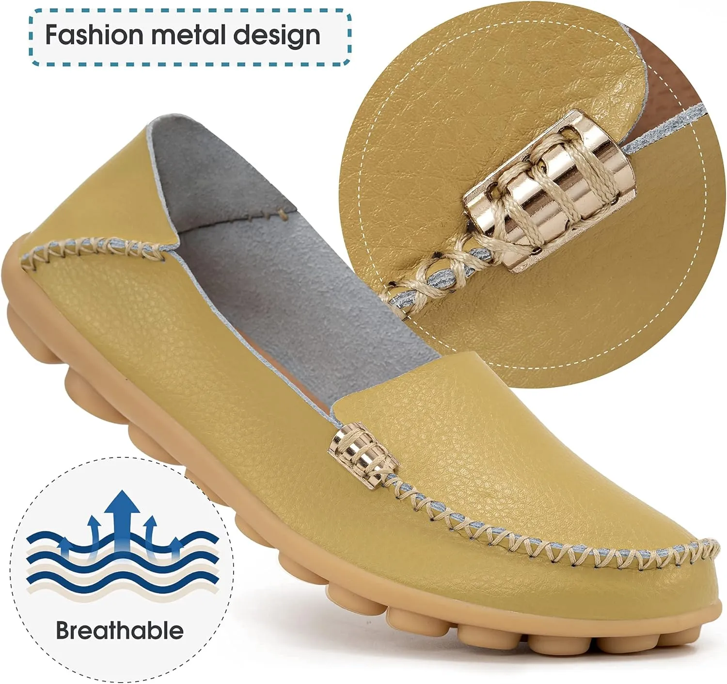 DUOYANGJIASHA Women's Comfortable Loafers Casual Round Toe Moccasins Wild Driving Flats Soft Walking Shoes Women Slip On