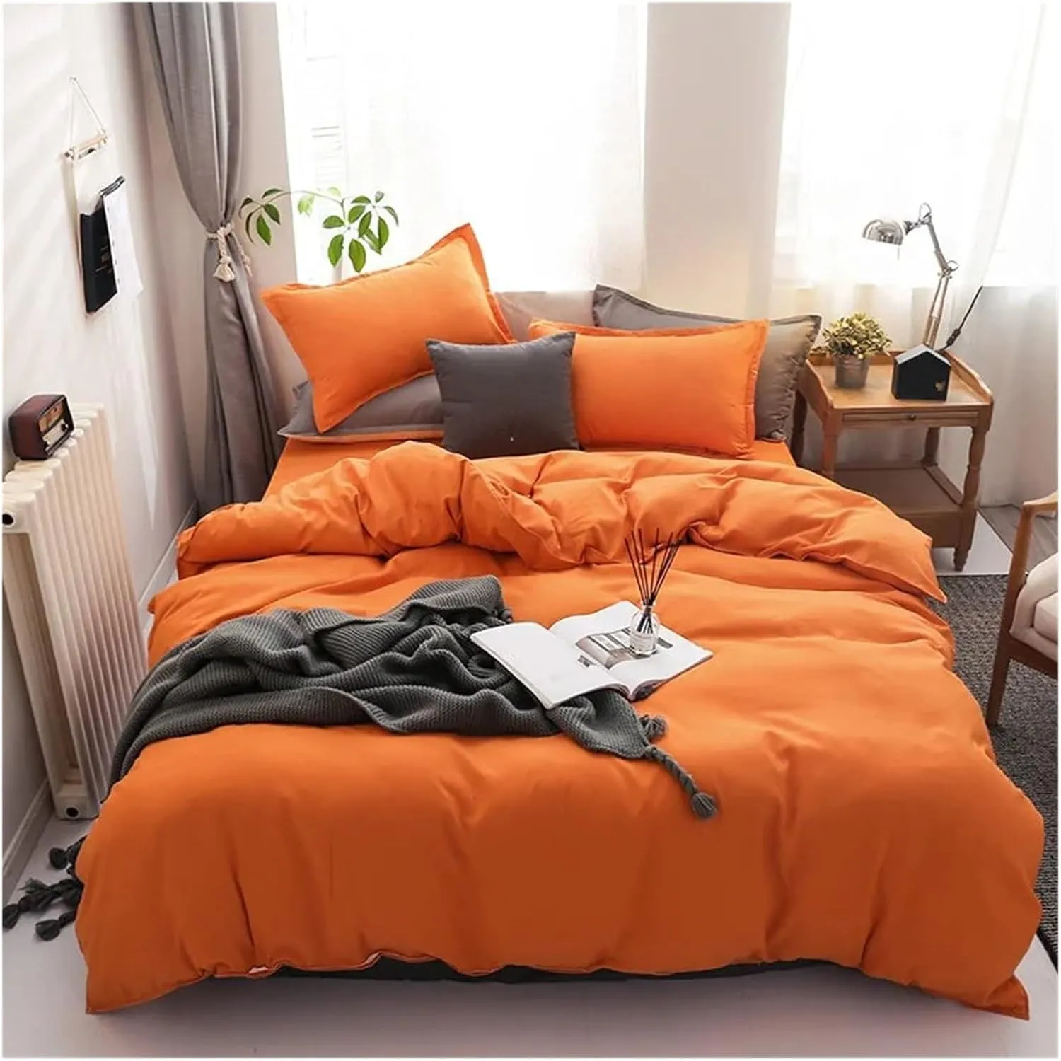 Duvet Cover Set Green Reversible Bedding Set with Duvet Cover Sheet Pillowcase 4 Piece Home Textile Products,Easy Care (B Twin)