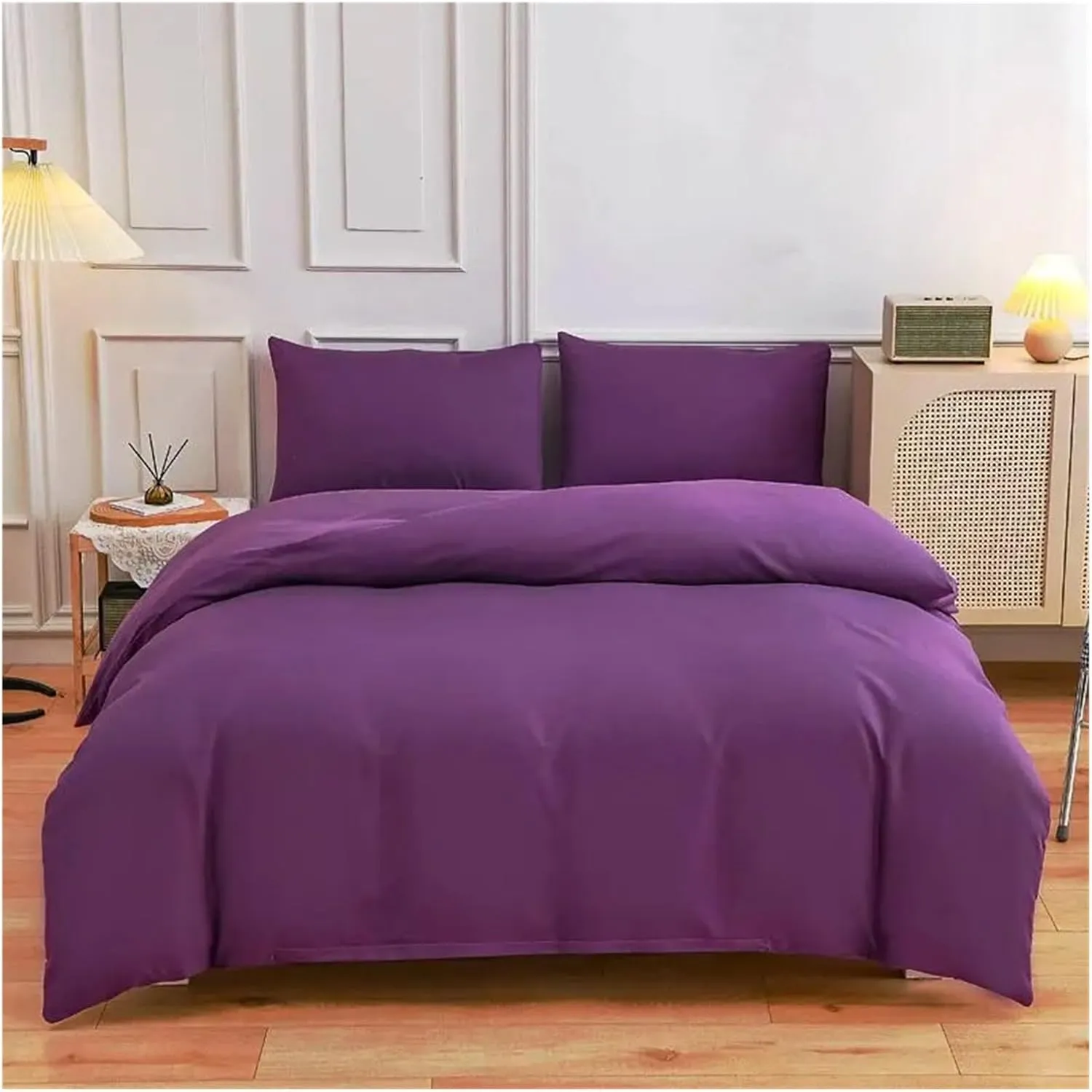Duvet Cover Set Green Reversible Bedding Set with Duvet Cover Sheet Pillowcase 4 Piece Home Textile Products,Easy Care (B Twin)