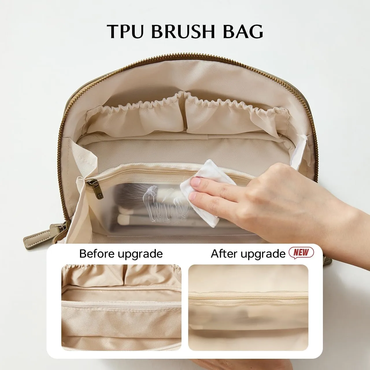 EACHY Makeup Bag, Large Capacity Cosmetic Bags for Women, Portable 180° Wide-Open Flat Toiletry Bag Travel Makeup Bag with Divider and Handle