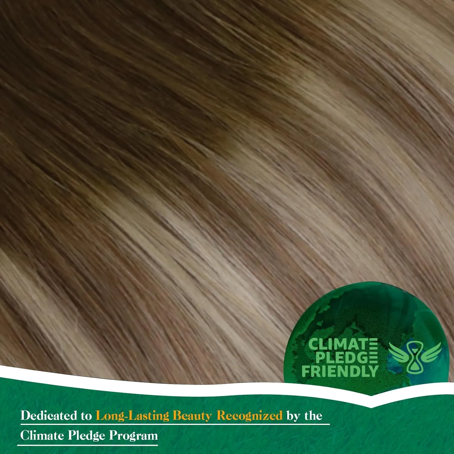 Easyouth Human Hair Ombre Ponytail Extension 14Inch 70g Clip-In Wavy Walnut Brown Ombre Blonde