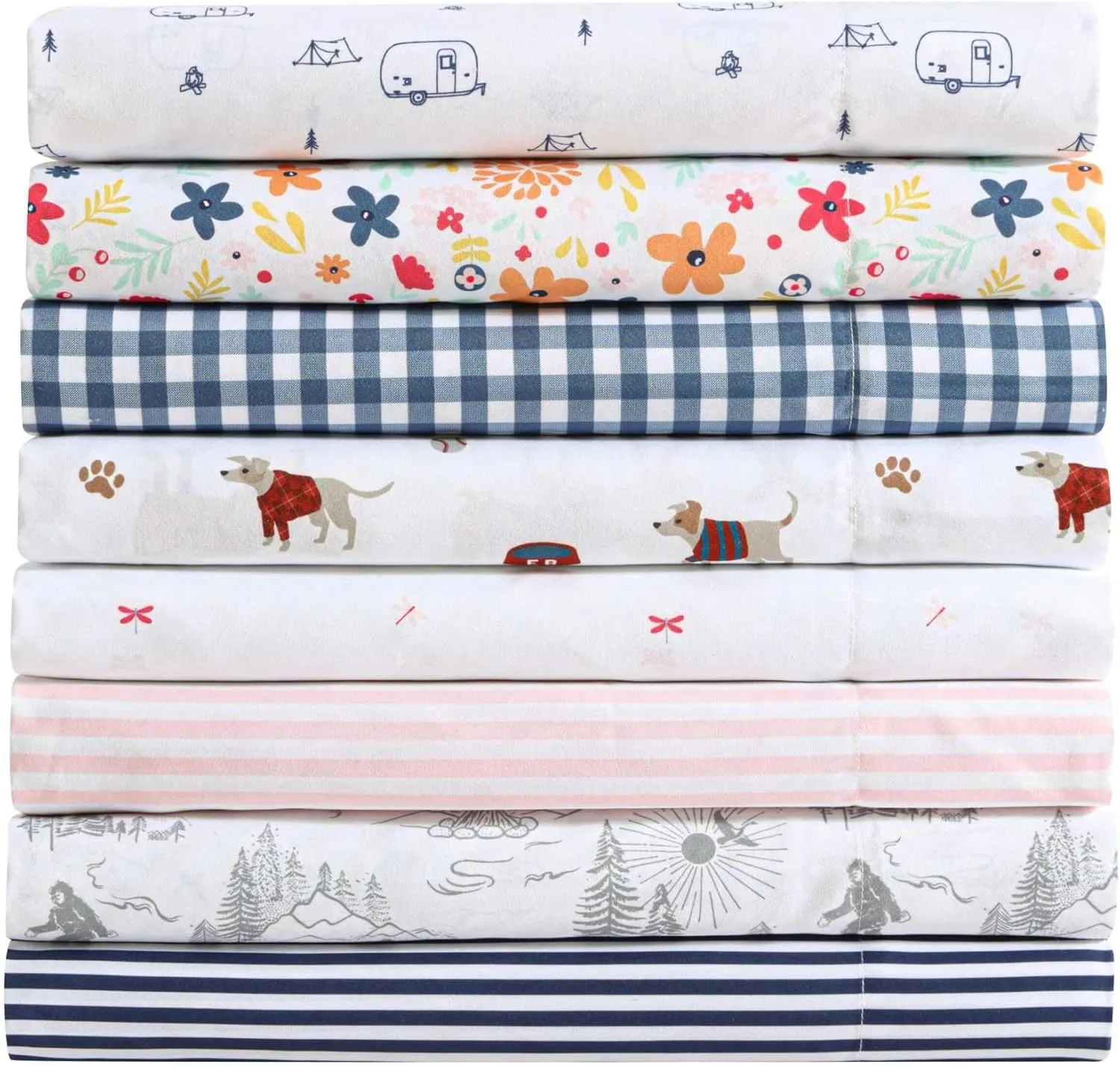 Eddie Bauer Kids - Full Sheets, Stain-Resistant Toddler Bedding with Matching Sham(s), Super Soft, Ideal Boy Room Essentials (Travel Trailer Blue, Full)