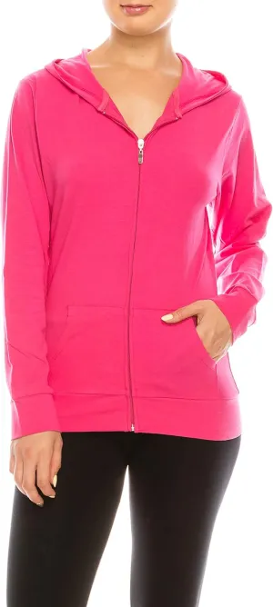 Eevee Women's Slim Fit Thin Lightweight Long Sleeve Zipped Up Hoodie Sweatshirt w/Pockets…