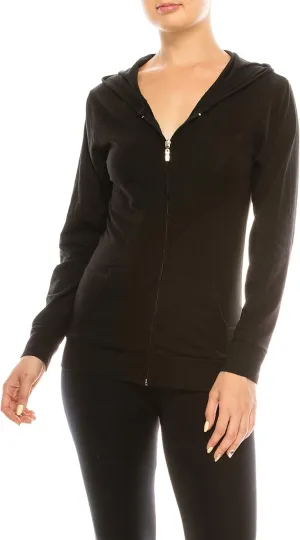 Eevee Women's Slim Fit Thin Lightweight Long Sleeve Zipped Up Hoodie Sweatshirt w/Pockets…