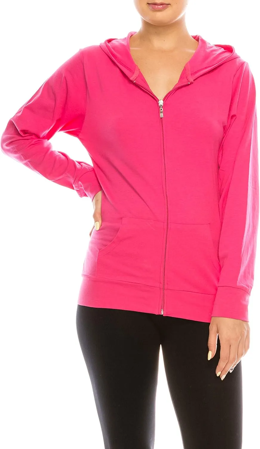 Eevee Women's Slim Fit Thin Lightweight Long Sleeve Zipped Up Hoodie Sweatshirt w/Pockets…