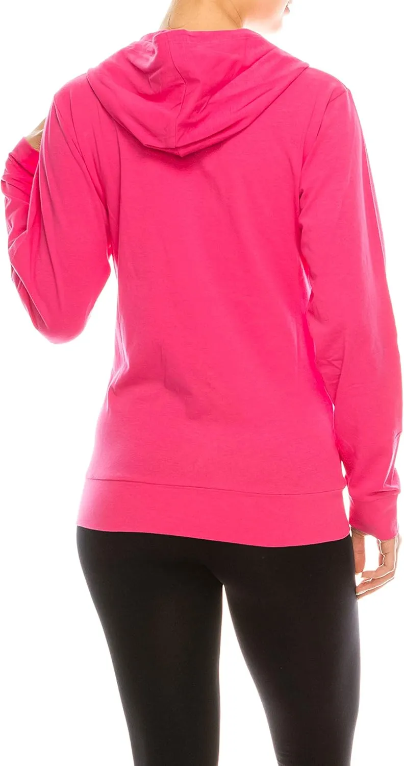 Eevee Women's Slim Fit Thin Lightweight Long Sleeve Zipped Up Hoodie Sweatshirt w/Pockets…