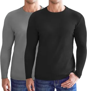 Ekouaer Mens Long Sleeve Shirts Crew Neck Fleece Thermal Undershirts Midweight Sweatshirts Soft Base Layer Pullover Tee Tops