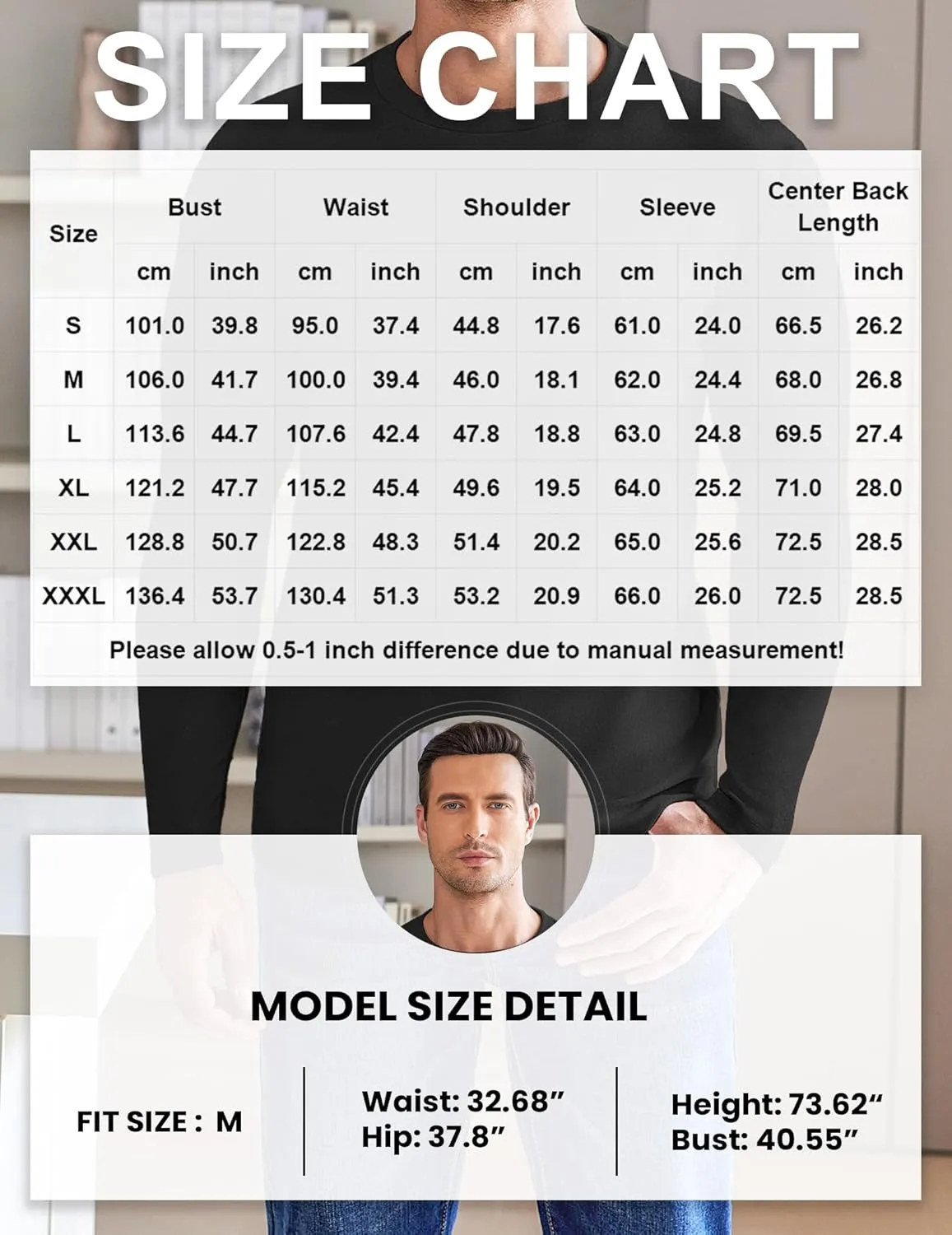 Ekouaer Mens Long Sleeve Shirts Crew Neck Fleece Thermal Undershirts Midweight Sweatshirts Soft Base Layer Pullover Tee Tops