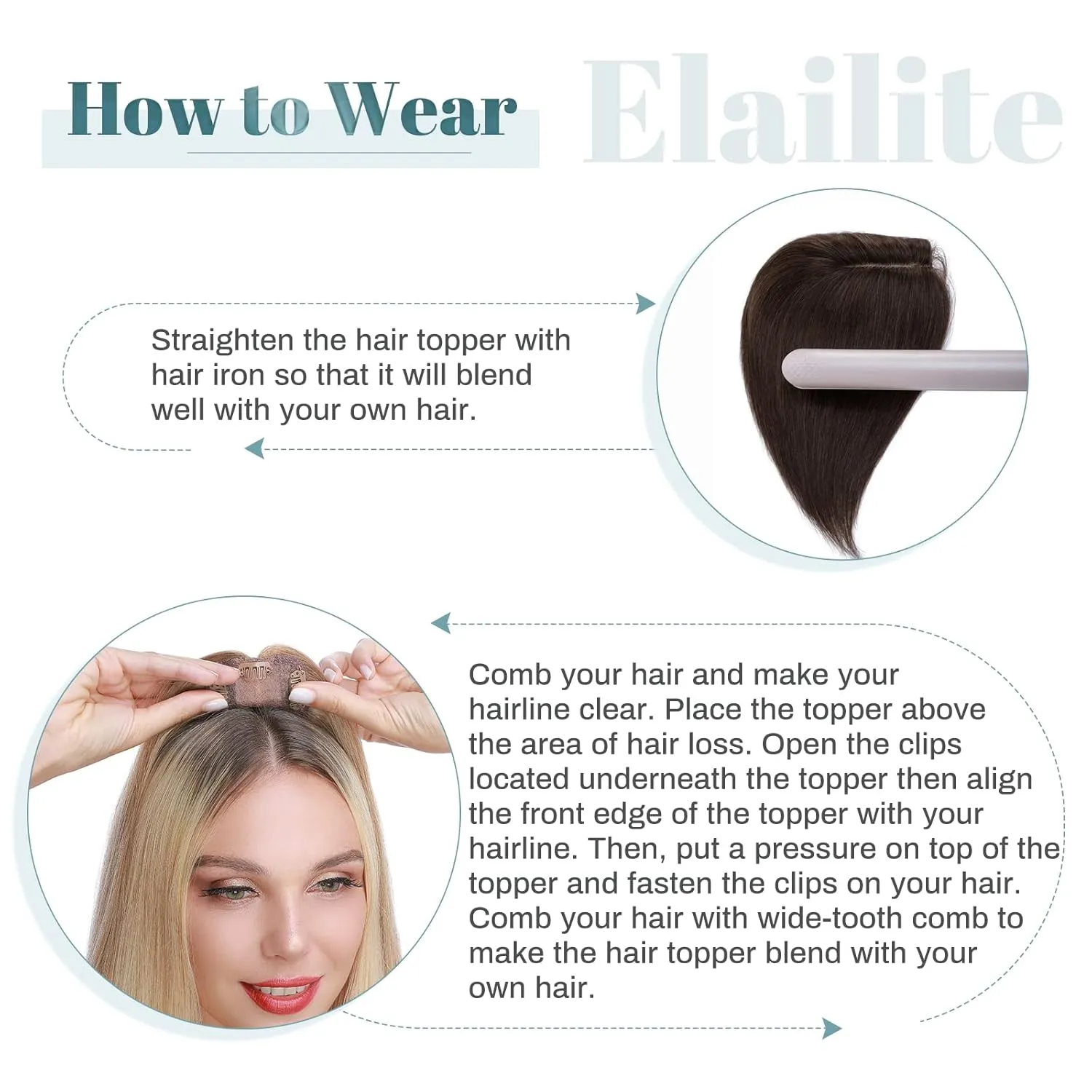 Elailite Human Hair Toppers for Women Real Human Hair Thin 4.7"x3.9" Silk Base Clip in Remy Hairpieces 12 Inch Natural Black