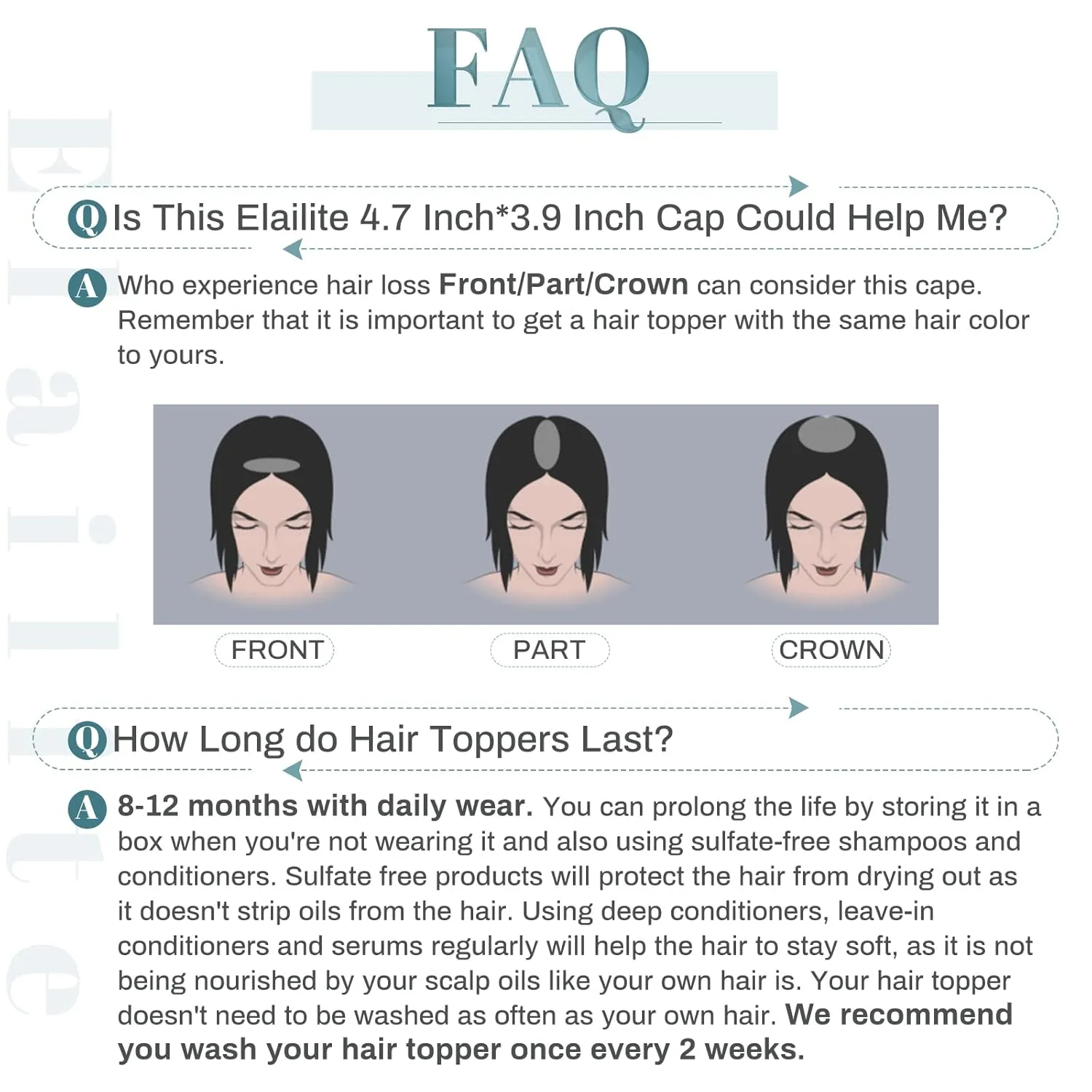 Elailite Human Hair Toppers for Women Real Human Hair Thin 4.7"x3.9" Silk Base Clip in Remy Hairpieces 12 Inch Natural Black