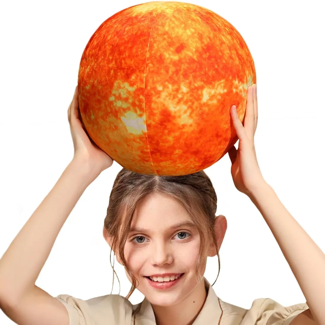 ELAINREN Soft Planet Sun Plush Toy Realistic Stuffed Space Planet Toy Cute Solar System Planet Plushie Doll Gifts/10.6''