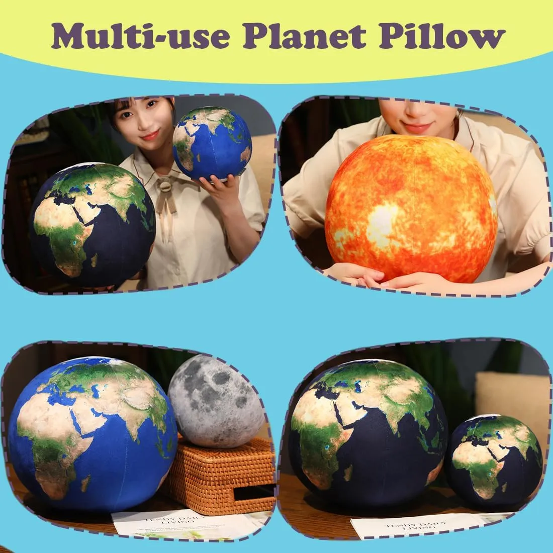 ELAINREN Soft Planet Sun Plush Toy Realistic Stuffed Space Planet Toy Cute Solar System Planet Plushie Doll Gifts/10.6''