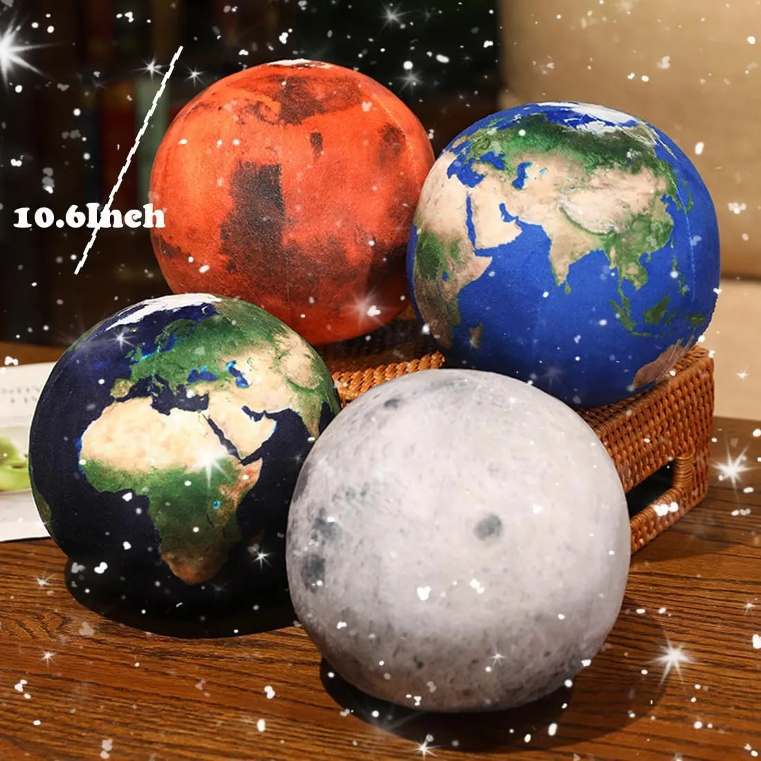ELAINREN Soft Planet Sun Plush Toy Realistic Stuffed Space Planet Toy Cute Solar System Planet Plushie Doll Gifts/10.6''