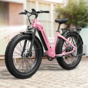 Electric Bike for Adults 960W, 26" Fat Tire, 48V 15AH Max 28MPH Off-Road Ebike, Step-Through Design Electric Mountain Hunting Bike with Rear Storage Shelf