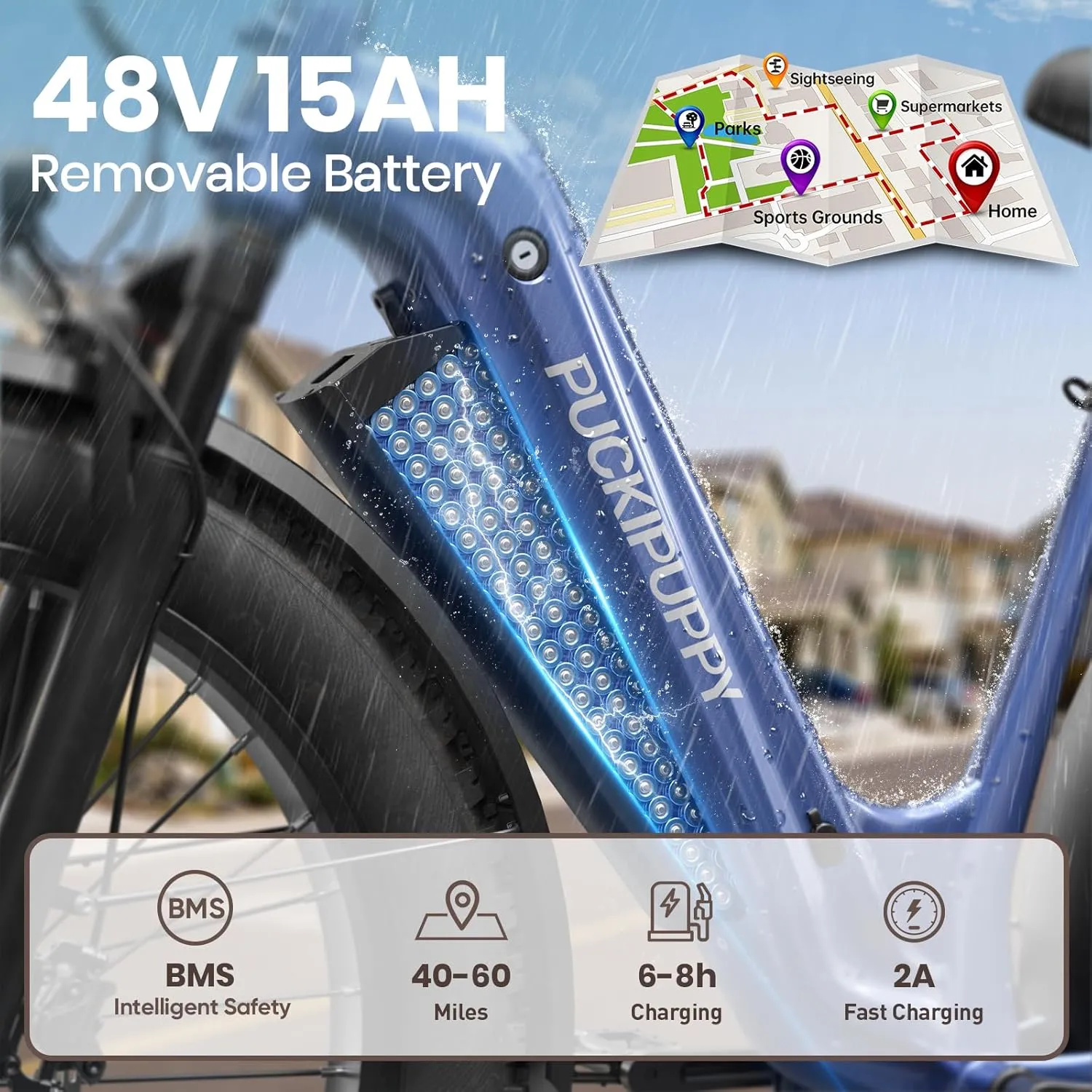Electric Bike for Adults 960W, 26" Fat Tire, Step-Through Design Electric Mountain Hunting Bike, 48V 15AH Max 28MPH Off-Road Ebike with Rear Storage Shelf