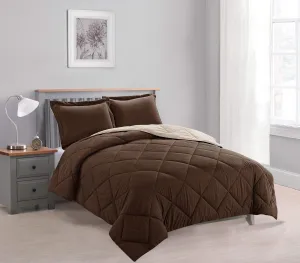 Empire Home Bed in A Bag Reversible Down Alternative All Season Comforter Set with Sheet Set Included !! (Brown & Taupe, Full)