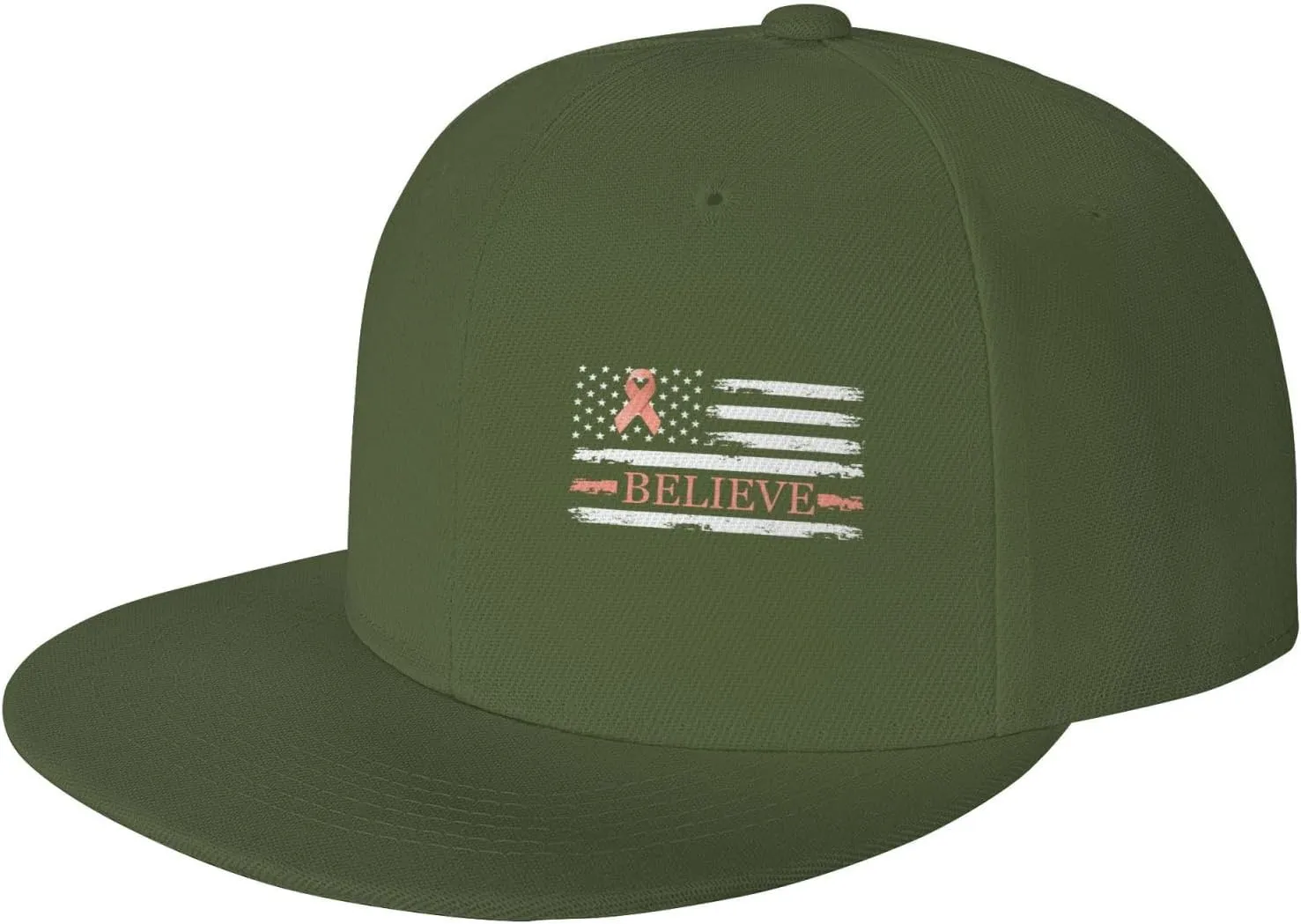 Endometrial Cancer Believe American Flag Peach Ribbon Fashion Flat Cap Adujstable Men Women Baseball Caps Outdoor