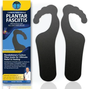 ERGOACTIVES Carbon Fiber Insole Specialized for Plantar Fasciitis - Hallux Rigidus, Sesamoid Fractures -Flat Feet -Mortons Relief- Stiff Foot Plate- Unisex Shoe Insert (1 Pair- 2 Units) (Men 9)