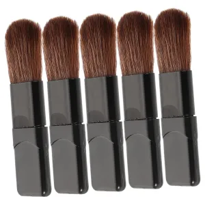 Essential Makeup Brush Set 5pcs Including Soft Flat Blush Brush Small Powder Brush and Travel-size Foundation Brush