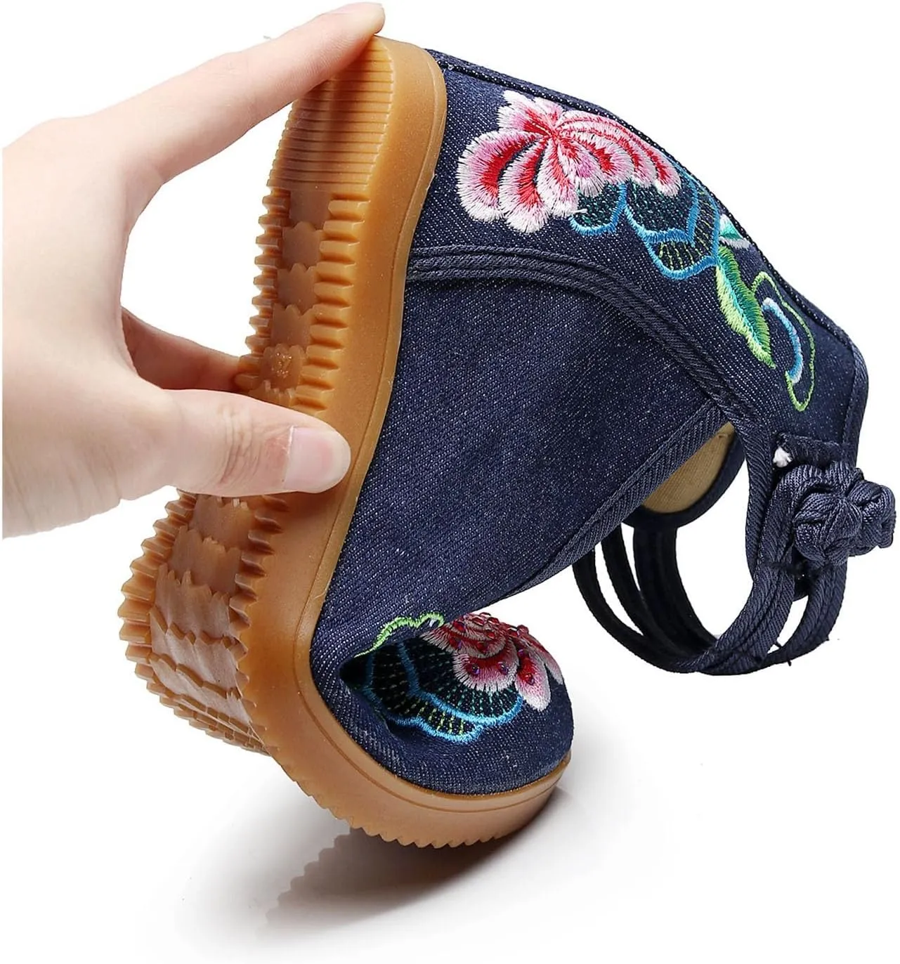 Exquisite Embroidered Ankle Strap Wedge Shoes Casual Walking Sandals Soft Dress Bridal Wedding Dance Shoes For Women