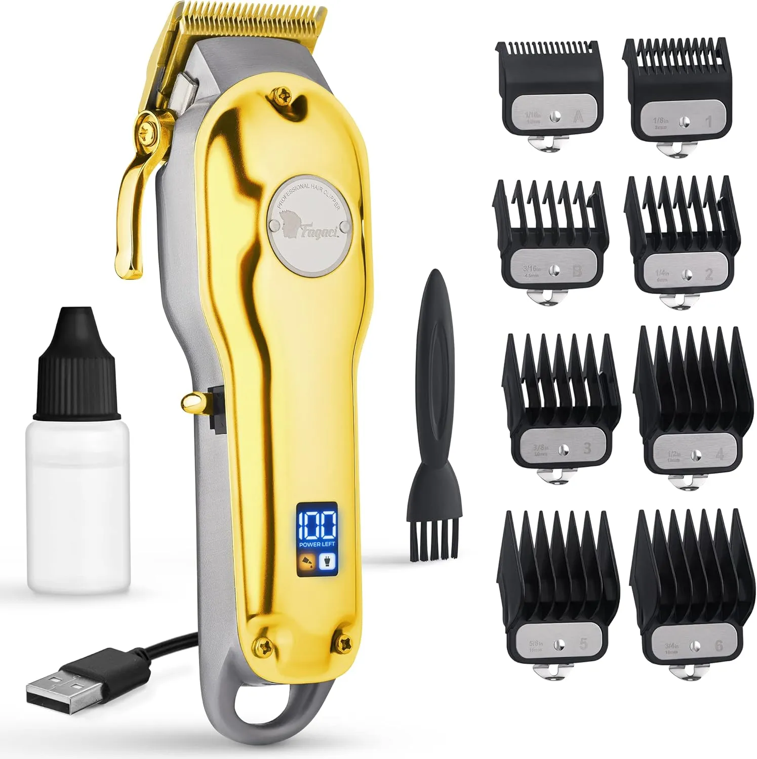 Fagaci Professional Hair Clippers - Cordless, Fine Cutting, Barber Kit for Men