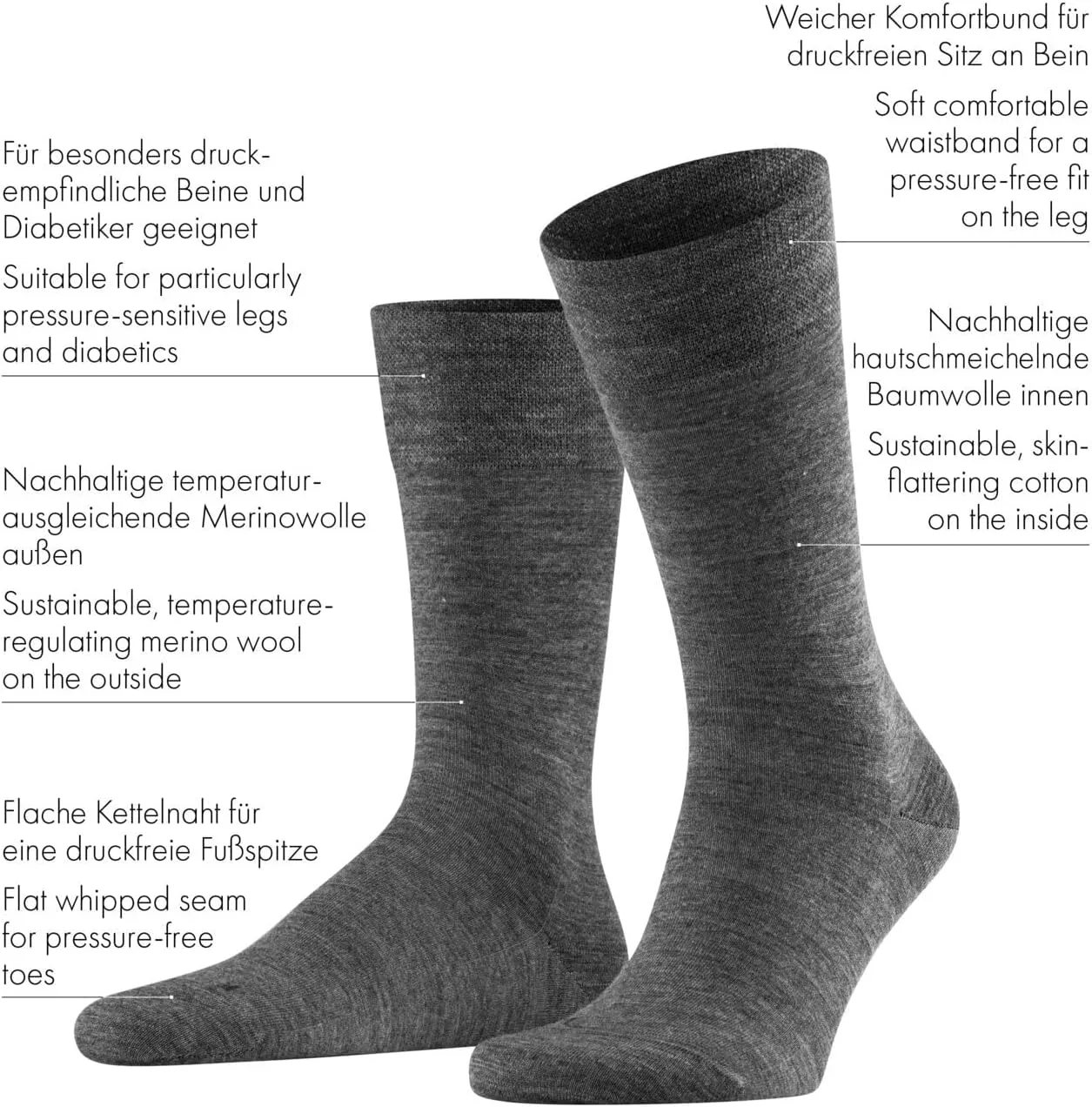 FALKE Men's Sensitive Berlin Socks for Diabetics, 1 Pair