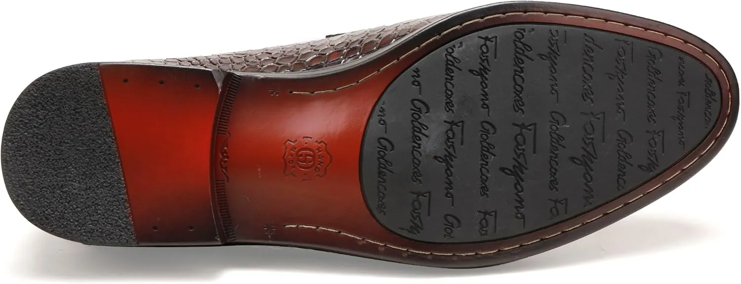 Fashion Leather Dress Shoes for Mens, Premium Formal Alligator Printed Classic Dress Loafer Shoe Business Slip On Penny Shoes for Men