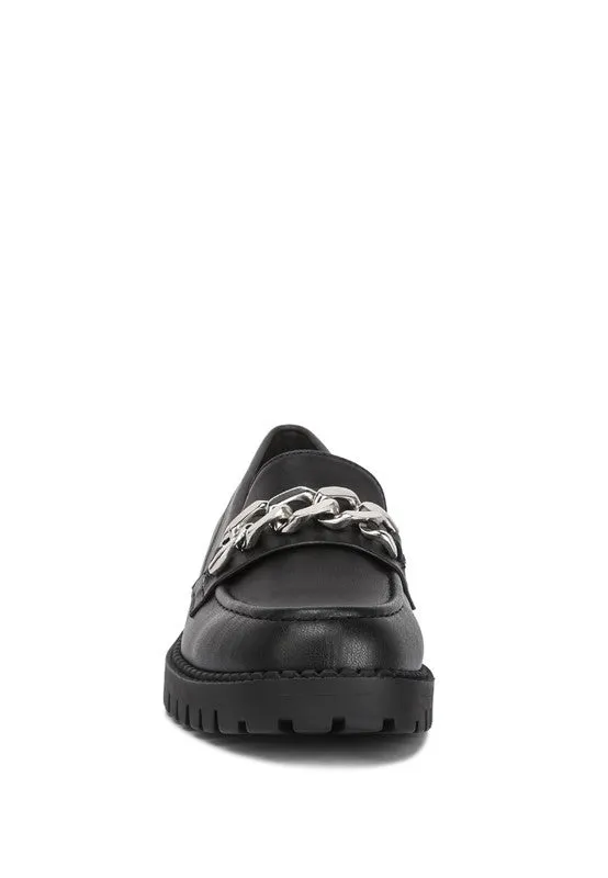 Faux Leather Ashby Chunky Block Heel Loafers