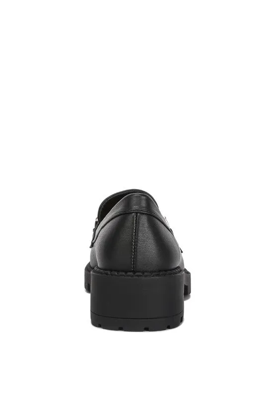 Faux Leather Ashby Chunky Block Heel Loafers