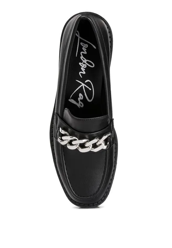 Faux Leather Ashby Chunky Block Heel Loafers