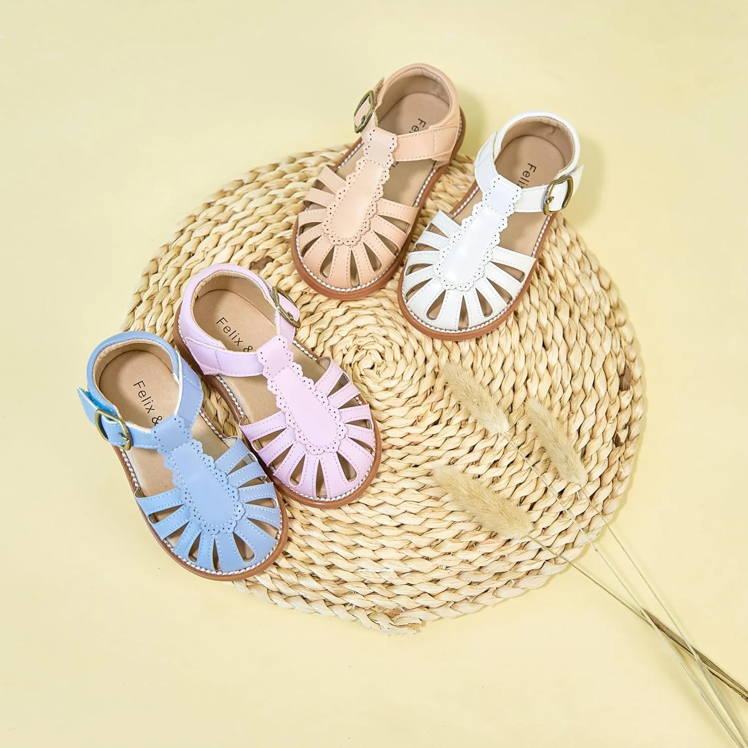 Felix & Flora Toddler Girls Sandals Soft Rubber Princess Flat Shoes Summer Flower Girl Shoes