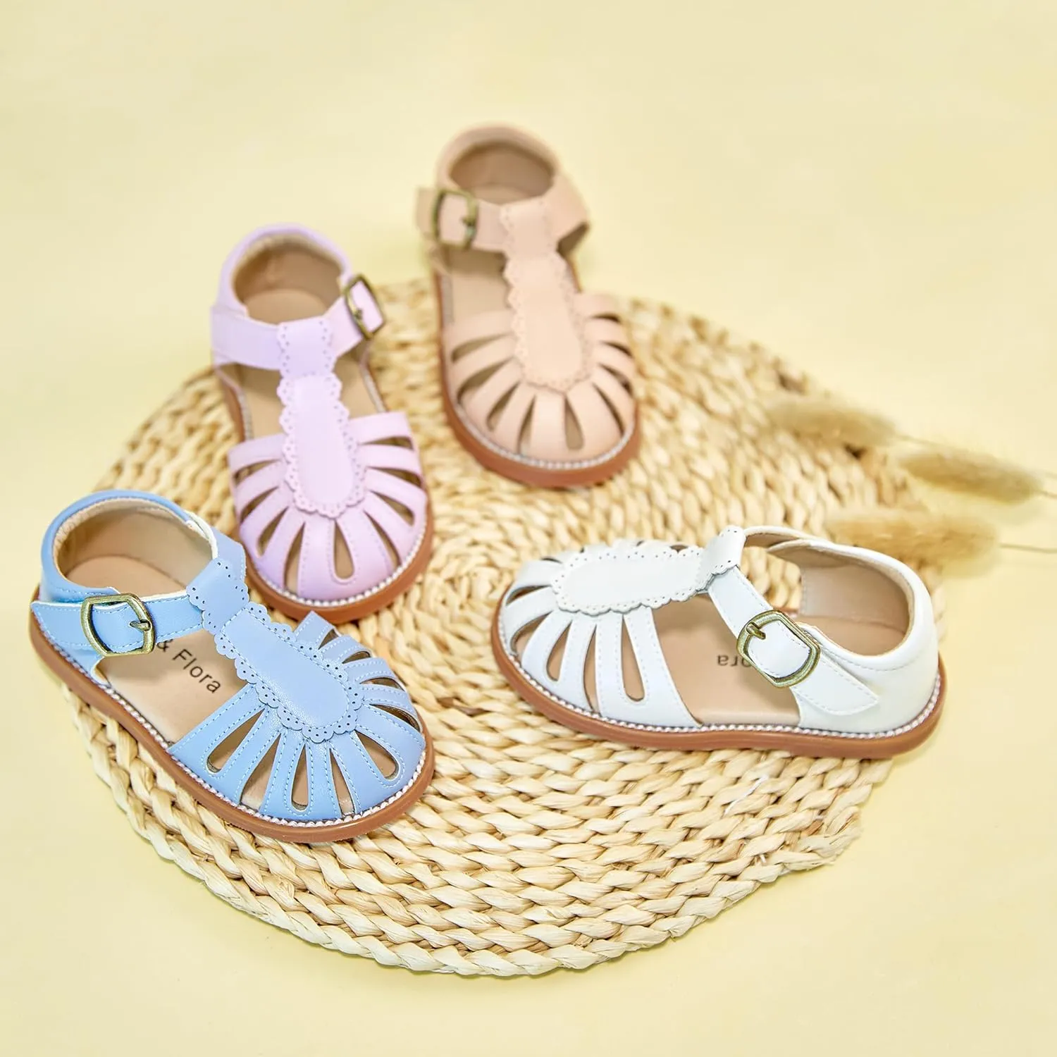 Felix & Flora Toddler Girls Sandals Soft Rubber Princess Flat Shoes Summer Flower Girl Shoes